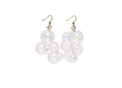 hand blown glass beaded drop earrings inspired by bubbles