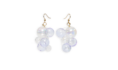 hand blown glass beaded drop earrings inspired by bubbles
